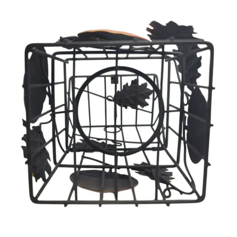 Metal Leaf and Pumpkin Candle Holder